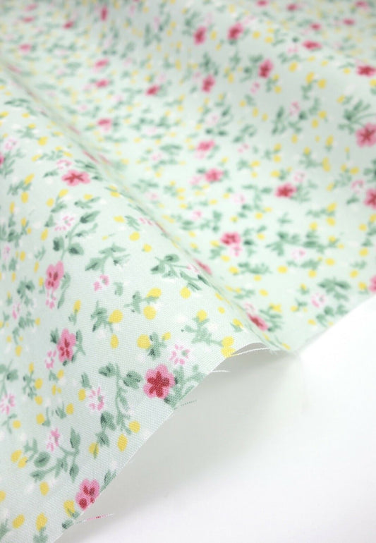 Olivia Green Shabby Chic Polycotton Floral Fabric Select Size