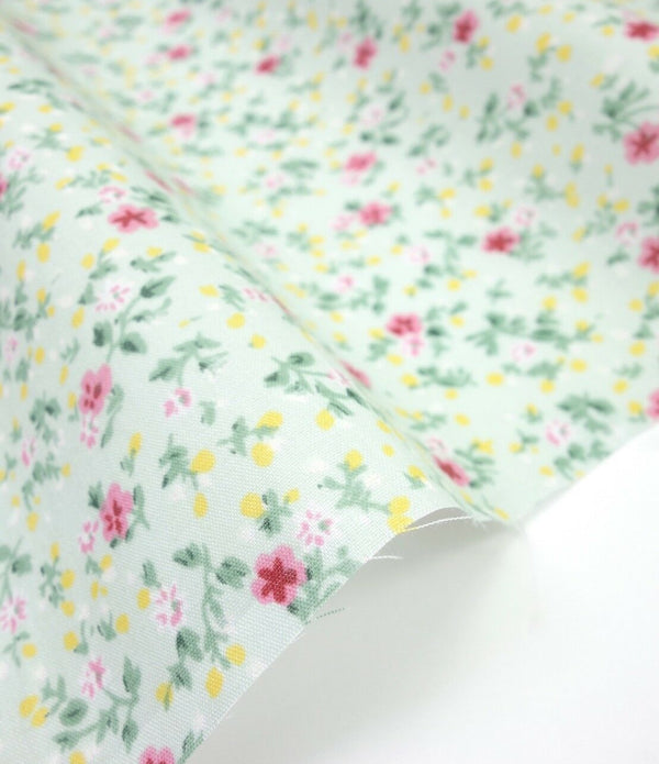 Olivia Green Shabby Chic Polycotton Floral Fabric Select Size