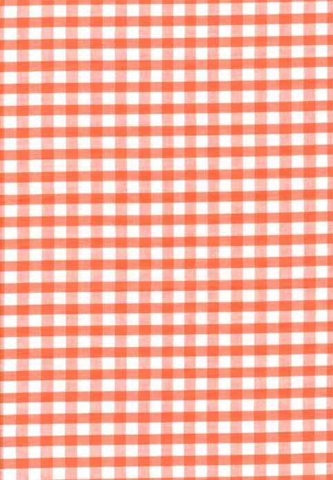 Orange Gingham Polycotton 1/4" Checked Fabric Select Size 112cm Wide