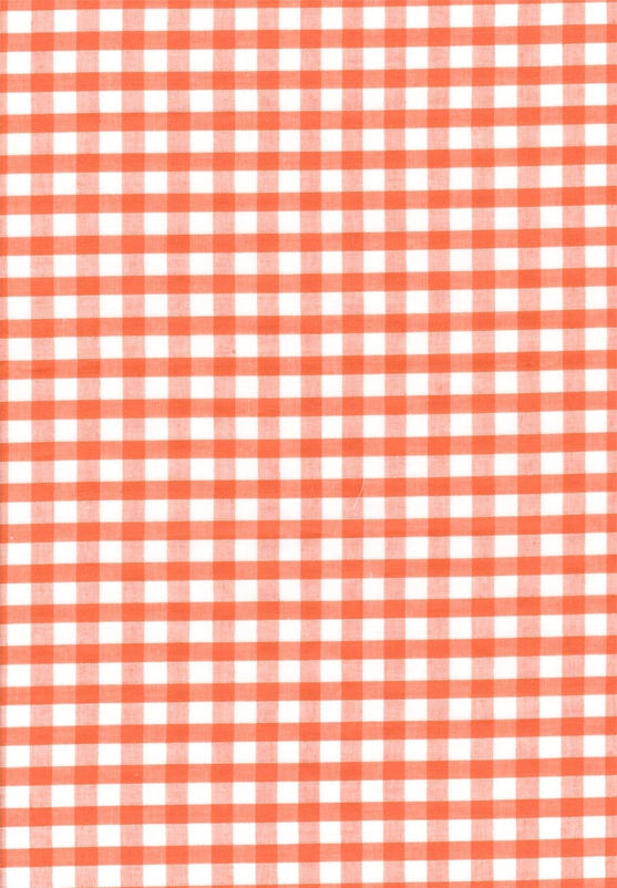 Orange Gingham Polycotton 1/4" Checked Fabric Select Size 112cm Wide