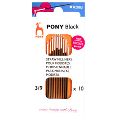 10 x Pony Black Straws Hand Sewing Needles With Round White Eye Crafts Size: 3-9