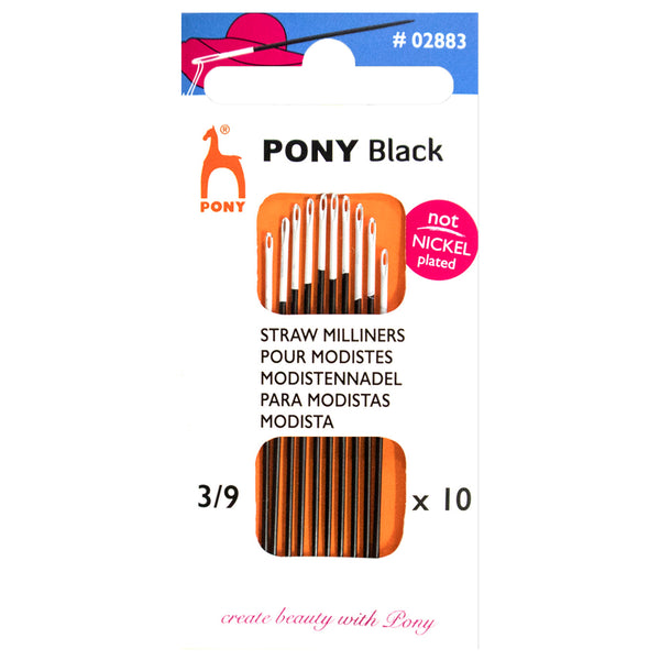 10 x Pony Black Straws Hand Sewing Needles With Round White Eye Crafts Size: 3-9