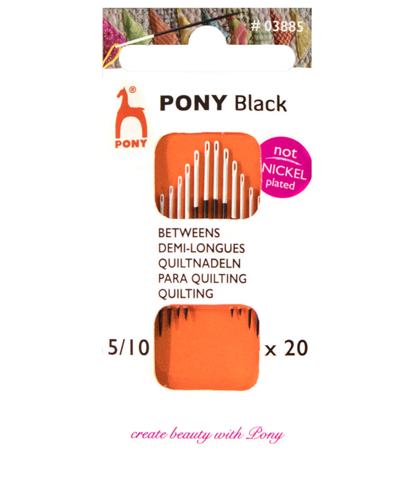 20 x Pony Black Betweens Hand Sewing Needles With Round White Eye Crafts Size: 5-10