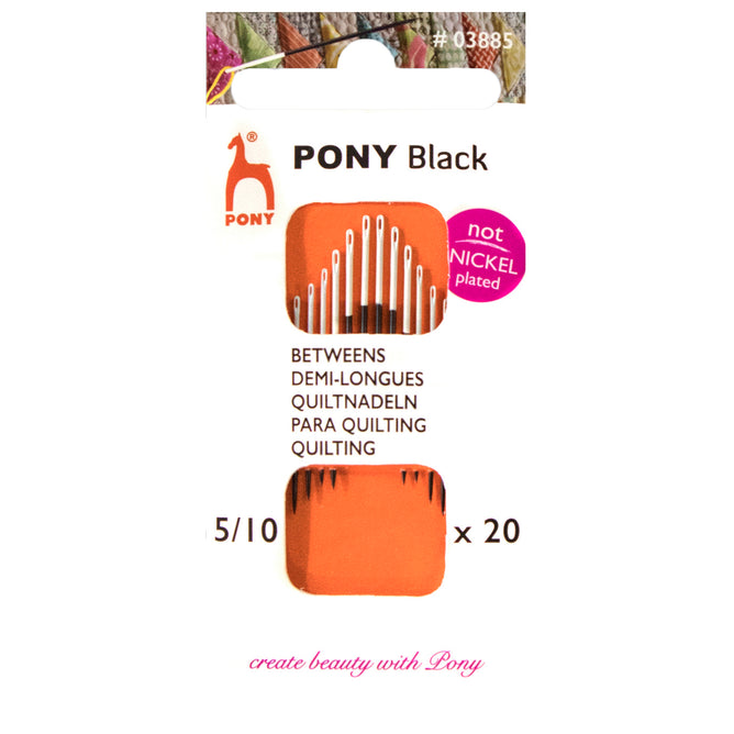 20 x Pony Black Betweens Hand Sewing Needles With Round White Eye Crafts Size: 5-10