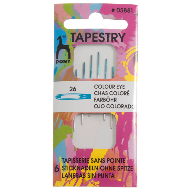 Pony Tapestry Needles Colour Coded Eye Blunt Tip Hand Sewing Craft - Select Size
