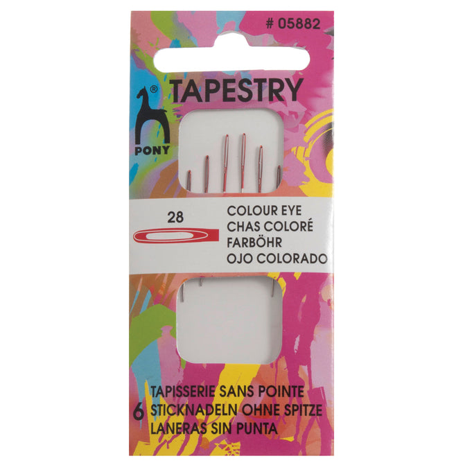 Pony Tapestry Needles Colour Coded Eye Blunt Tip Hand Sewing Craft - Select Size