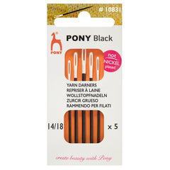 5 x Pony Short Black Darners Hand Sewing Needles With White Eye Crafts Size: 14-18