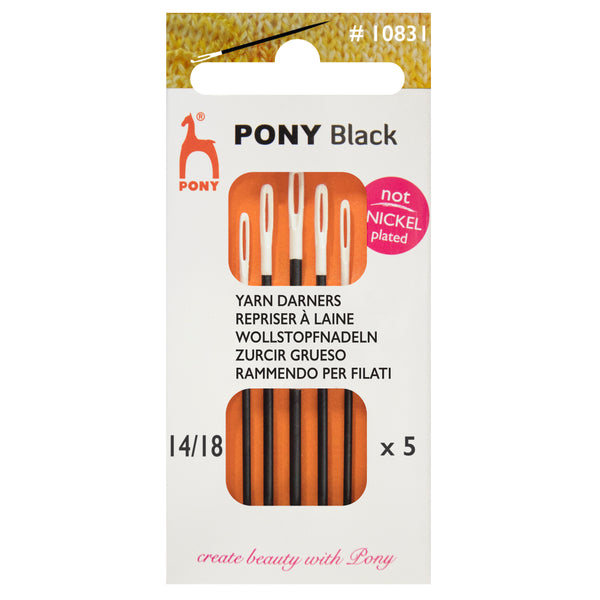 5 x Pony Short Black Darners Hand Sewing Needles With White Eye Crafts Size: 14-18