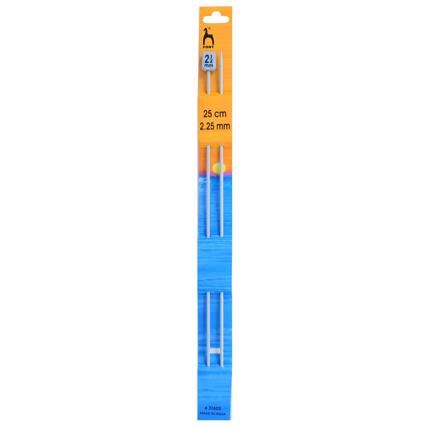 Pony Knitting Needles Single Ended Anodized Solid Aluminium Pins 25 cm X 2.25 mm - Hobby & Crafts