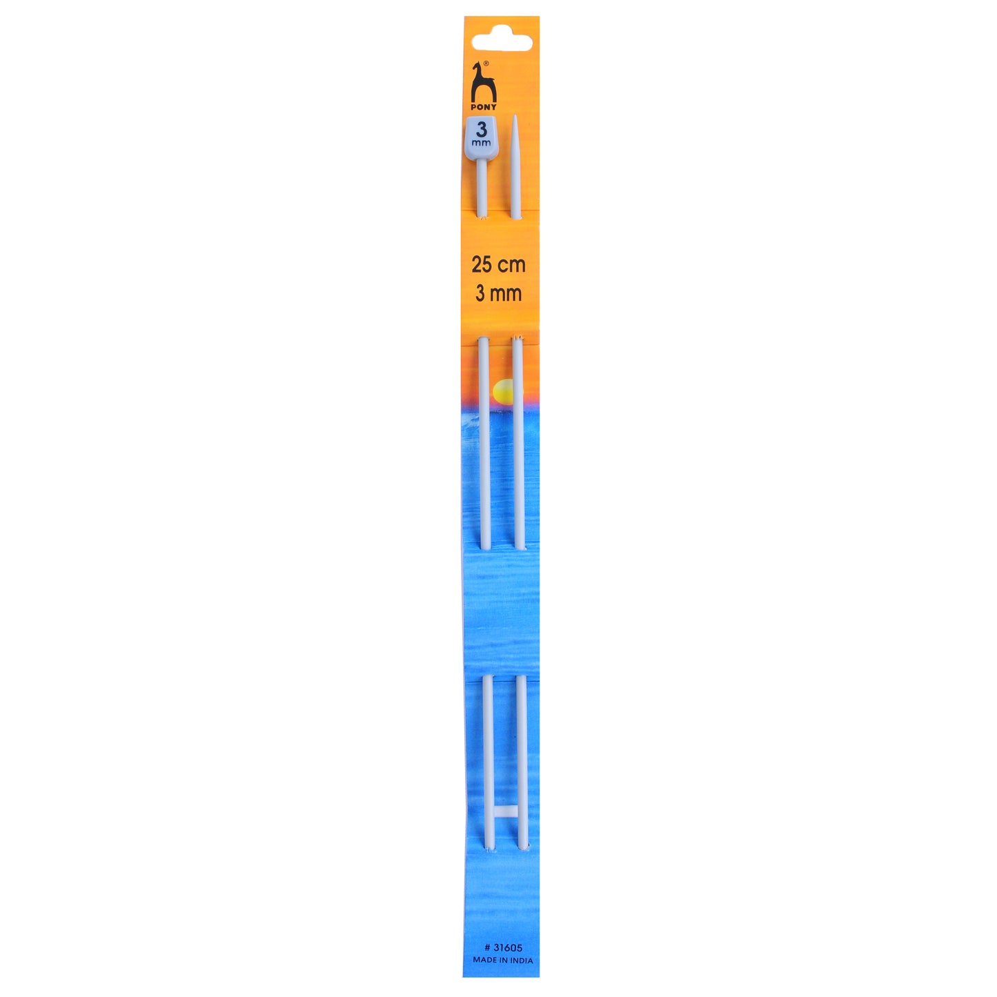 Pony Knitting Needles Single Ended Anodized Solid Aluminium Pins 25 cm X 3.00 mm - Hobby & Crafts