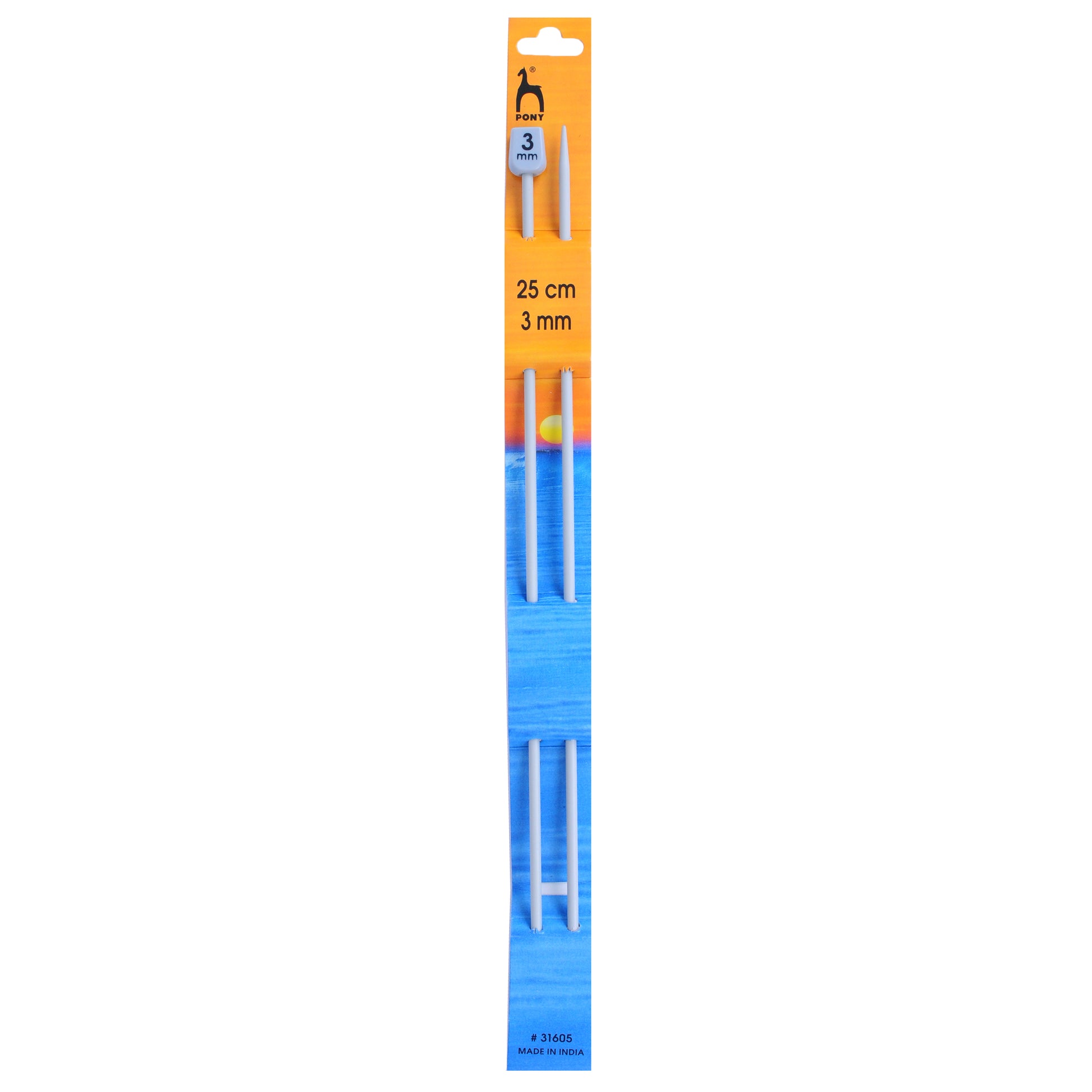 Pony Knitting Needles Single Ended Anodized Solid Aluminium Pins 25 cm X 3.00 mm - Hobby & Crafts