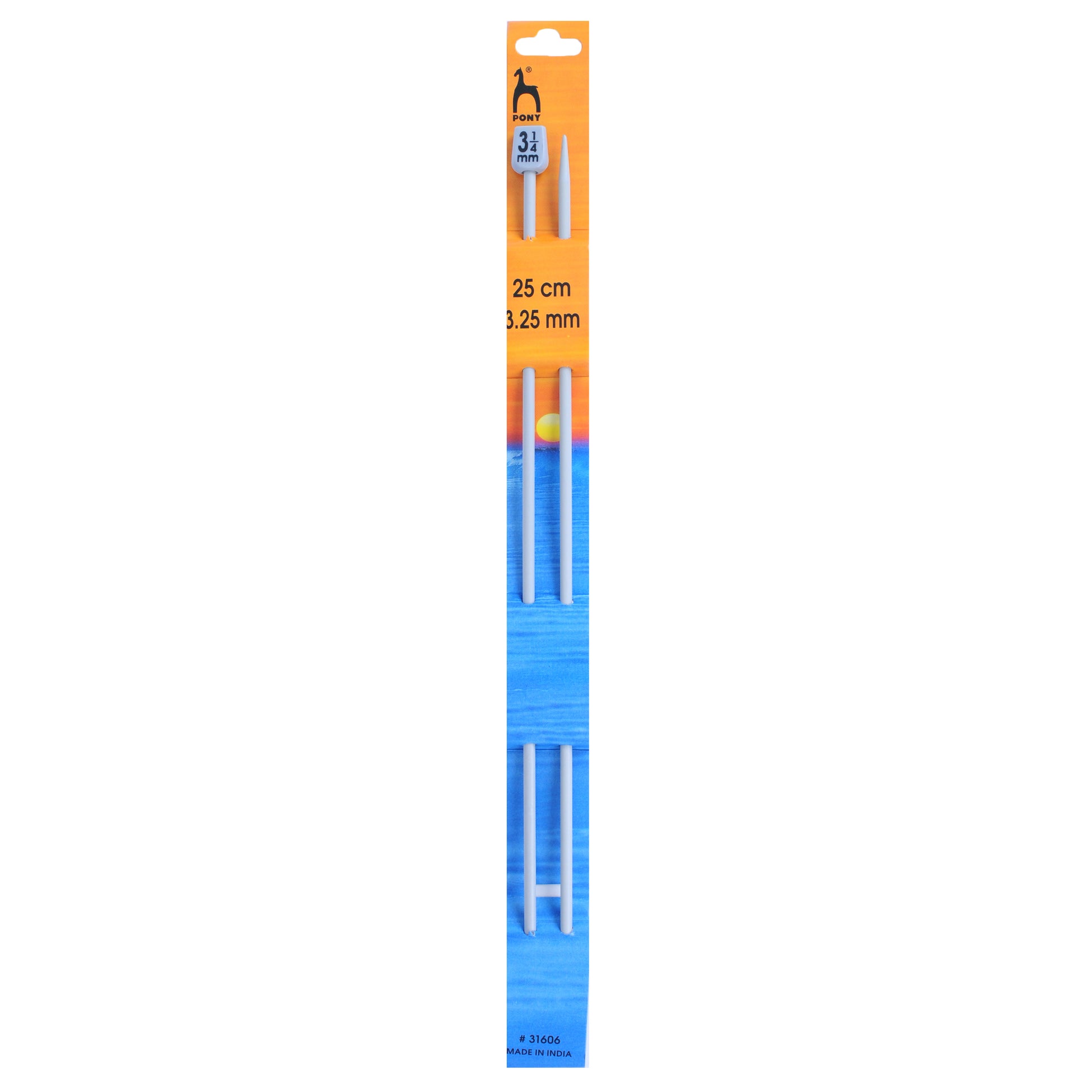 Pony Knitting Needles Single Ended Anodized Solid Aluminium Pins 25 cm X 3.25 mm - Hobby & Crafts