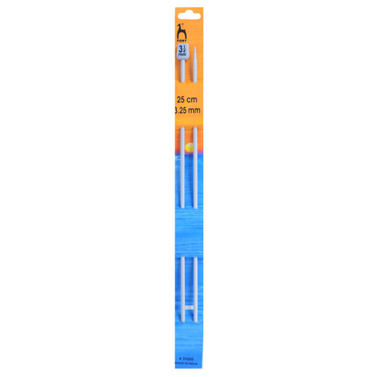 Pony Knitting Needles Single Ended Anodized Solid Aluminium Pins 25 cm X 3.25 mm - Hobby & Crafts
