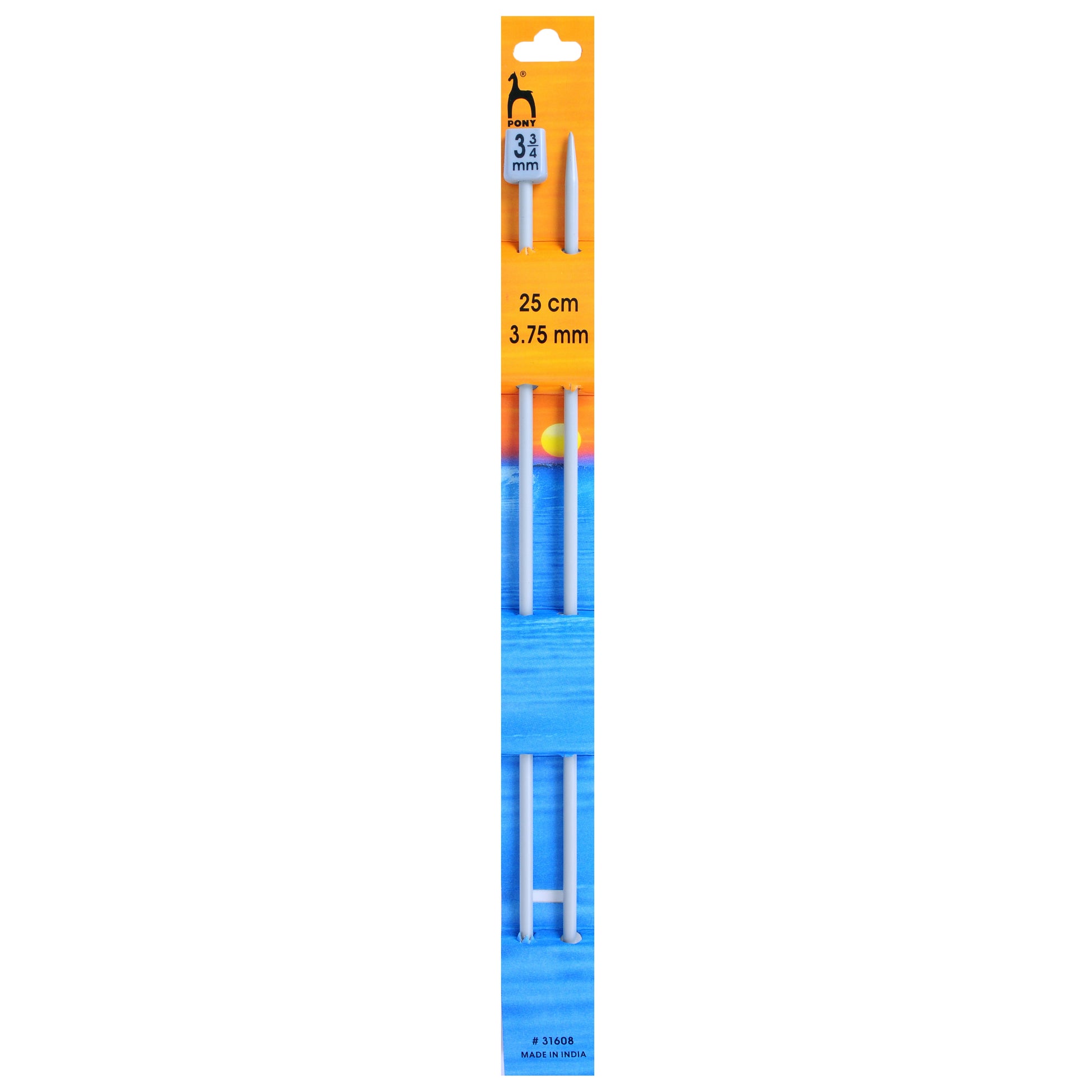 Pony Knitting Needles Single Ended Anodized Solid Aluminium Pins 25 cm X 3.75 mm - Hobby & Crafts