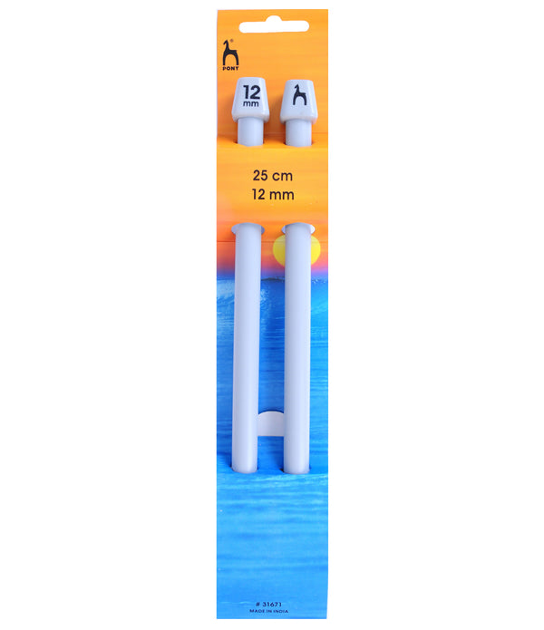 Pony Knitting Needles Single Ended ABS Plastic Pins 25 cm X 12.00 mm - Hobby & Crafts