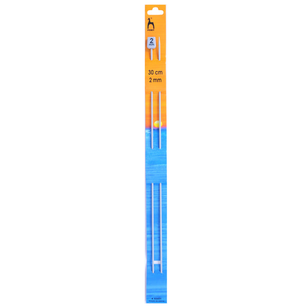 Pony Knitting Needles Single Ended Anodized Solid Aluminium Pins 30 cm x 2.00 mm - Hobby & Crafts