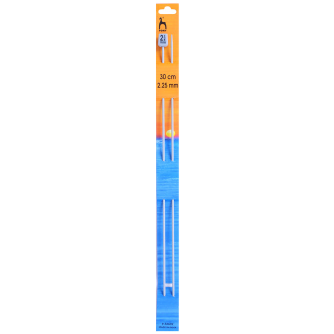 Pony Knitting Needles Single Ended Anodized Solid Aluminium Pins 30 cm x 2.25 mm - Hobby & Crafts