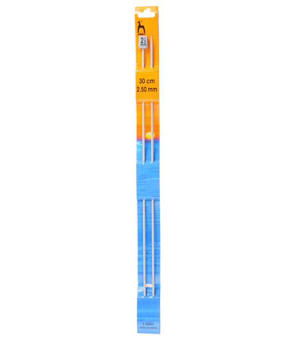 Pony Knitting Needles Single Ended Anodized Solid Aluminium Pins 30 cm x 2.50 mm - Hobby & Crafts