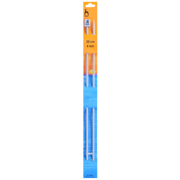 Pony Knitting Needles Single Ended Anodized Solid Aluminium Pins 30 cm x 4.00 mm - Hobby & Crafts