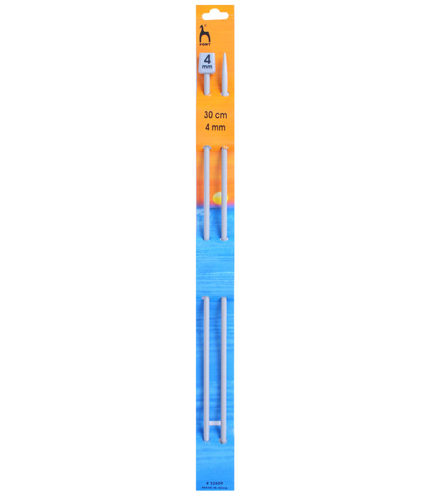 Pony Knitting Needles Single Ended Anodized Solid Aluminium Pins 30 cm x 4.00 mm - Hobby & Crafts