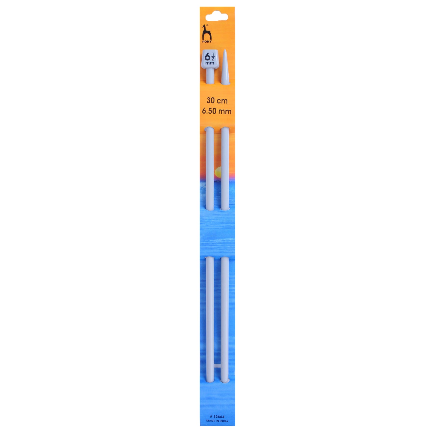 Pony Knitting Needles Single Ended ABS Plastic Pins 30 cm x 6.50 mm - Hobby & Crafts