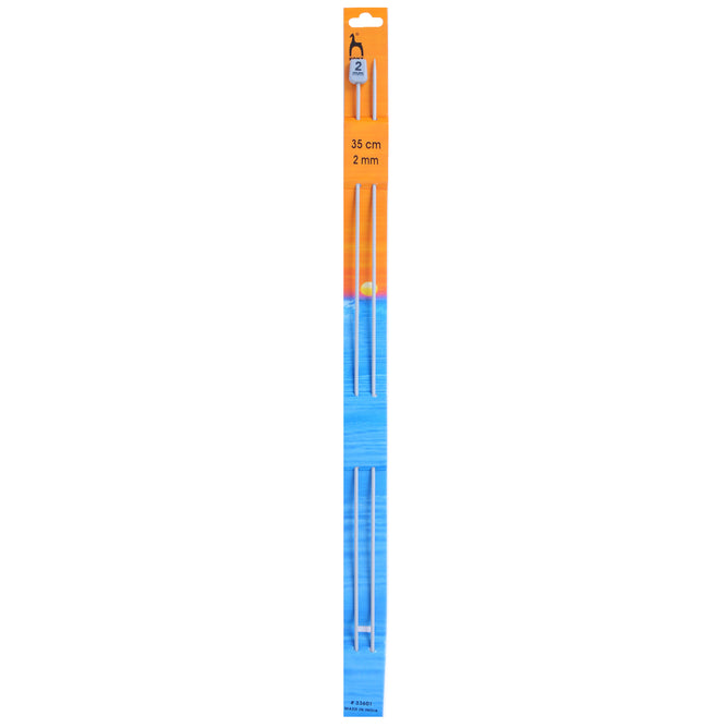 Pony Knitting Needles Single Ended Anodized Solid Aluminium Pins 35 cm X 2.00 mm - Hobby & Crafts