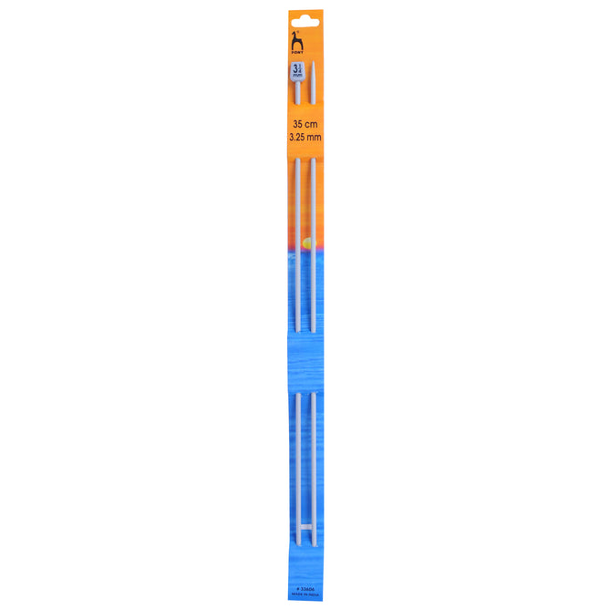 Pony Knitting Needles Single Ended Anodized Solid Aluminium Pins 35 cm x 3.25 mm - Hobby & Crafts