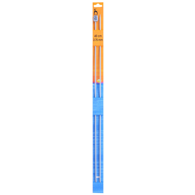 Pony Knitting Needles Single Ended Anodized Solid Aluminium Pins 40 cm x 2.75 mm - Hobby & Crafts
