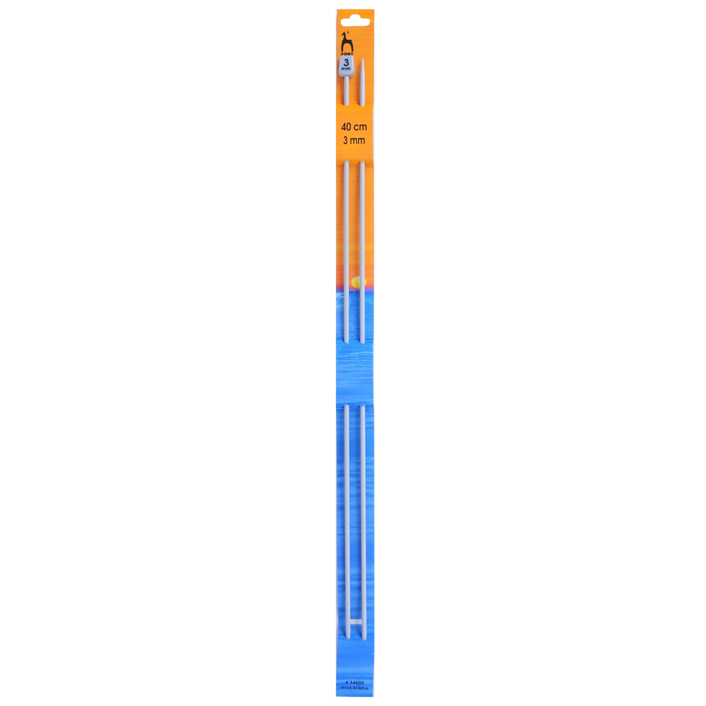 Pony Knitting Needles Single Ended Anodized Solid Aluminium Pins 40 cm x 3.00 mm - Hobby & Crafts