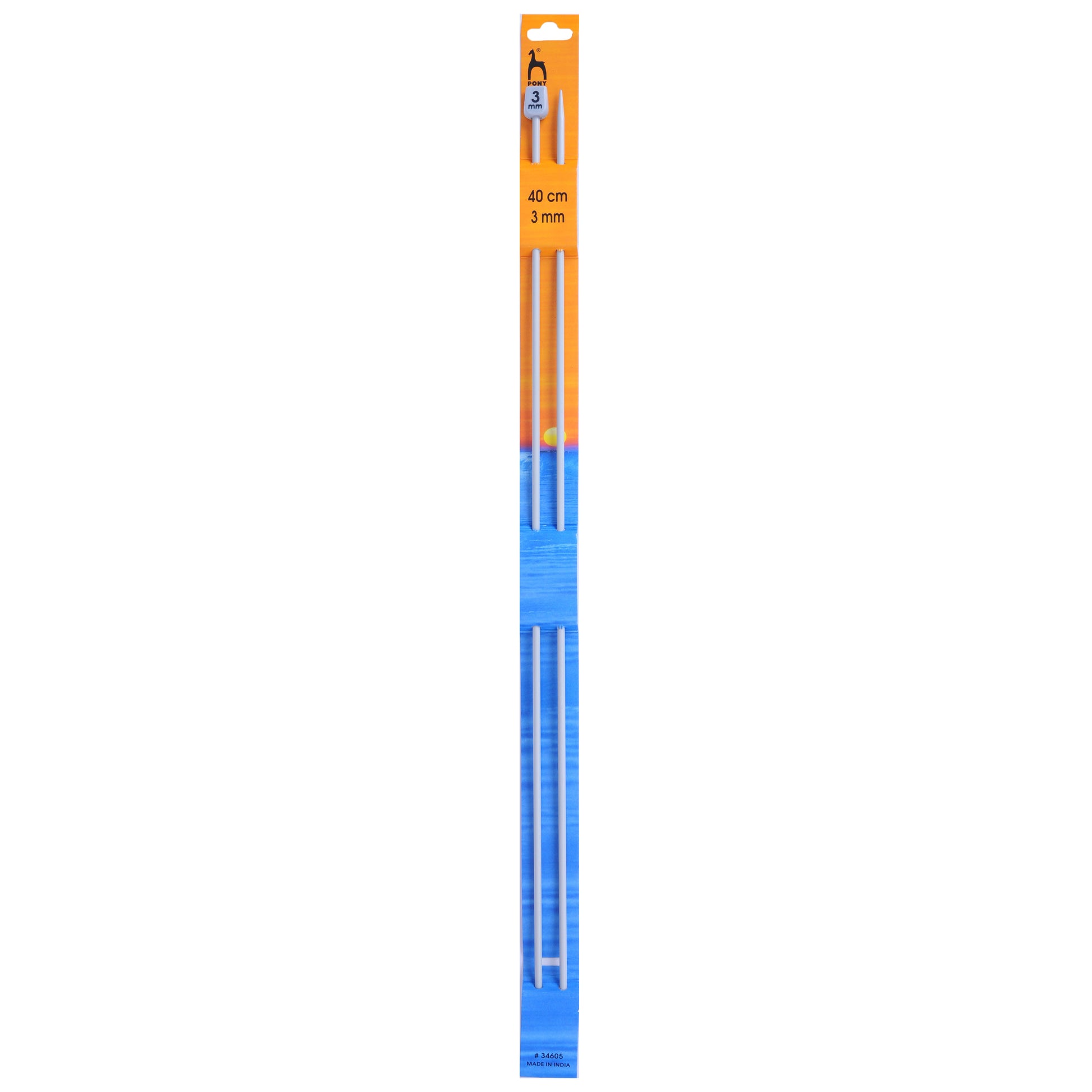 Pony Knitting Needles Single Ended Anodized Solid Aluminium Pins 40 cm x 3.00 mm - Hobby & Crafts