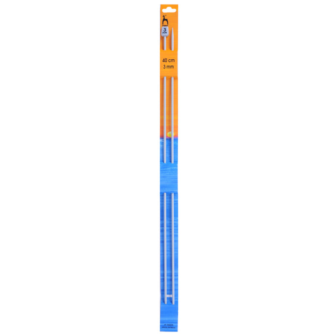 Pony Knitting Needles Single Ended Anodized Solid Aluminium Pins 40 cm x 3.00 mm - Hobby & Crafts