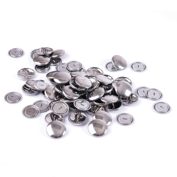 Hemline Self Cover Brass Silver Buttons - 11mm x 10 - Hobby & Crafts