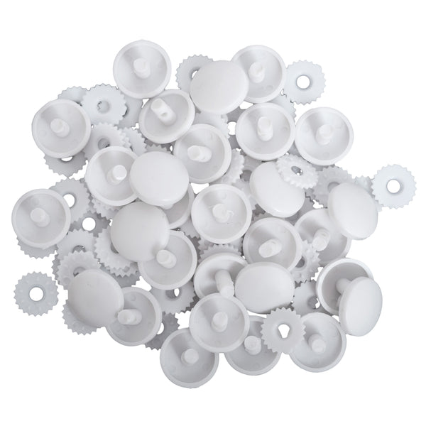 Hemline Self Cover Nylon White Buttons  - 15mm x 10 - Hobby & Crafts