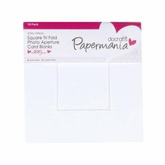 10 x Papermania Tri Fold Square Window Aperture Blank Cards Envelopes Pack White