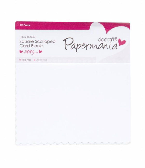 12 x Papermania Blank Scalloped Cards Envelopes Pack Square White 13.5cmx13.5cm Cardmaking Crafts