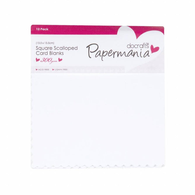 12 x Papermania Blank Scalloped Cards Envelopes Pack Square White 13.5cmx13.5cm Cardmaking Crafts