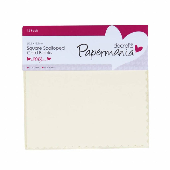 12 x Papermania Blank Scalloped Cards Envelopes Pack Square Cream 13.5cmx13.5cm