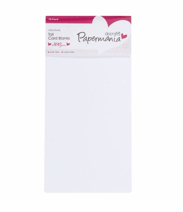 Papermania Tall Blank Cards Envelopes Pack Rectangular White 10.5cm x 21cm Cardmaking Pack Of 10