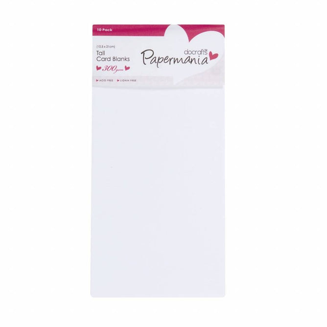 Papermania Tall Blank Cards Envelopes Pack Rectangular White 10.5cm x 21cm Cardmaking Pack Of 10