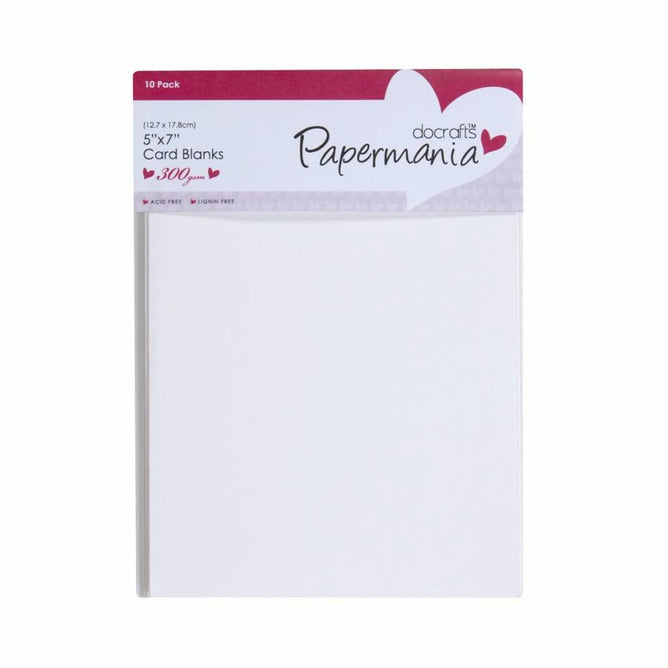 Papermania Blank Cards Envelopes Pack Of 10 Rectangular White 12.7cmx17.8cm