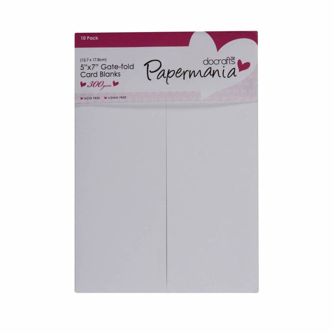 Papermania Blank Gate Fold Cards With Envelopes Pack Of 10 White 12.7cm x 17.8cm