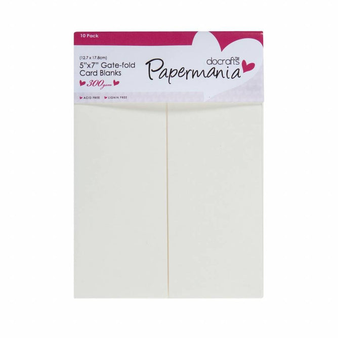 Papermania Blank Gate Fold Cards With Envelopes Pack Of 10 Cream 12.7cm x 17.8cm