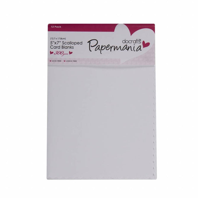12 x Papermania Blank Scalloped Cards Envelopes Rectangular White 12.7cmx17.8cm Card Making Crafts