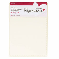 12 x Papermania Blank Scalloped Cards Envelopes Rectangular Cream 12.7cmx17.8cm Cardmaking Crafts