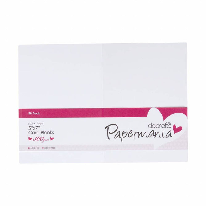 50 x Papermania White Rectangle Shape Blank Cards Envelopes Pack 12.7cm x 17.8cm Cardmaking Crafts