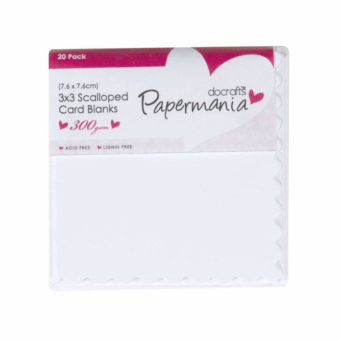 20 x Papermania Blank Scalloped Cards Envelopes Pack Square White 7.6cmx7.6cm