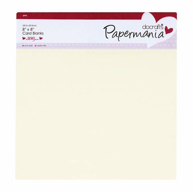 6 x Papermania Blank Cards Envelopes Pack Square Shaped Cream 20.3cm x 20.3cm Cardmaking Crafts
