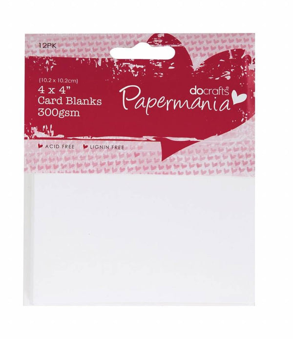 12 x Papermania Blank Cards Envelopes Pack 4 x 4 Inches White Square Shaped 300g Cardmaking Crafts