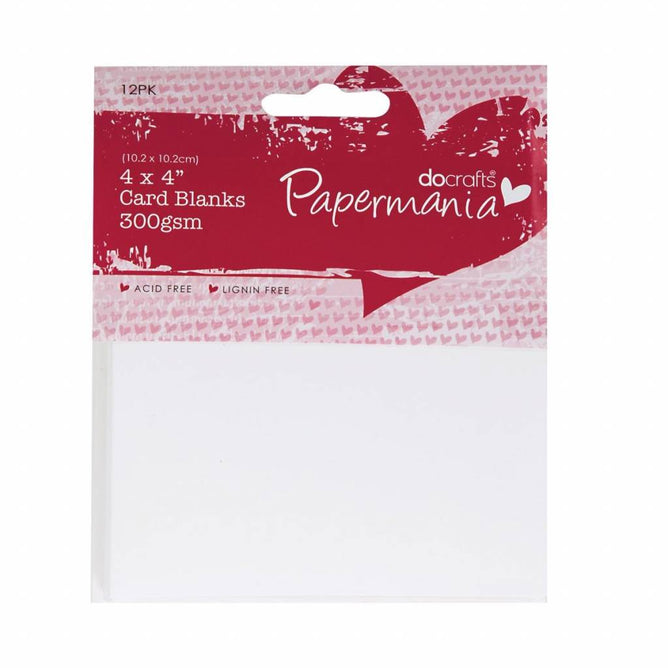 12 x Papermania Blank Cards Envelopes Pack 4 x 4 Inches White Square Shaped 300g Cardmaking Crafts