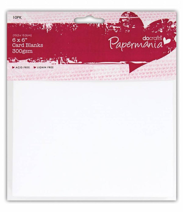 Papermania Blank Cards Envelopes Pack 15.2cm x 15.2cm White Card Making Crafts x 10